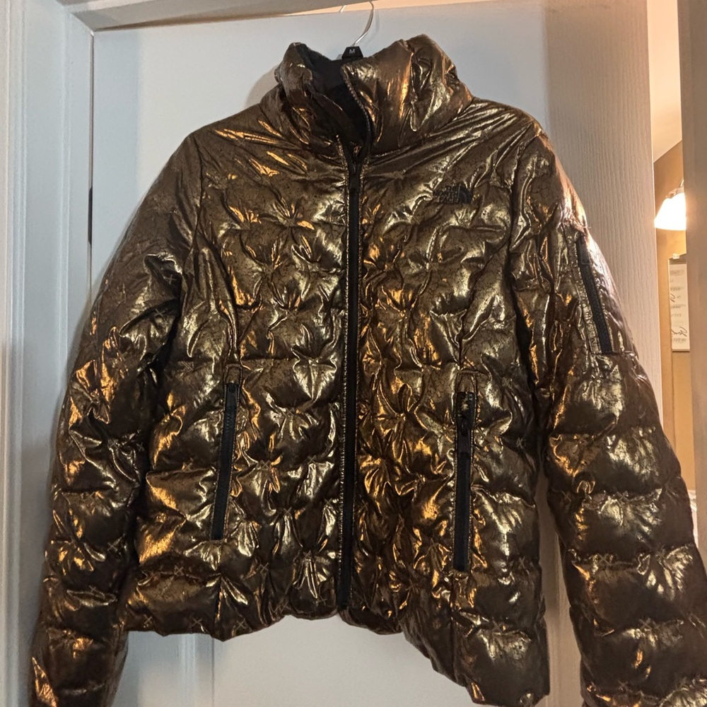 The North Face Women's metallic Gold Puffer Jacket